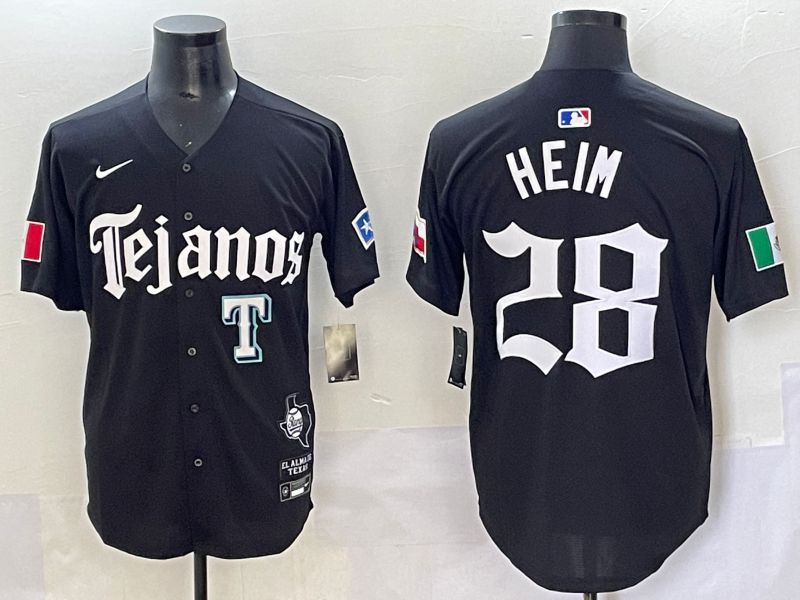 Men 2025 Texas Rangers #28 Heim Black Five generations Joint Name Nike MLB Jersey style 7